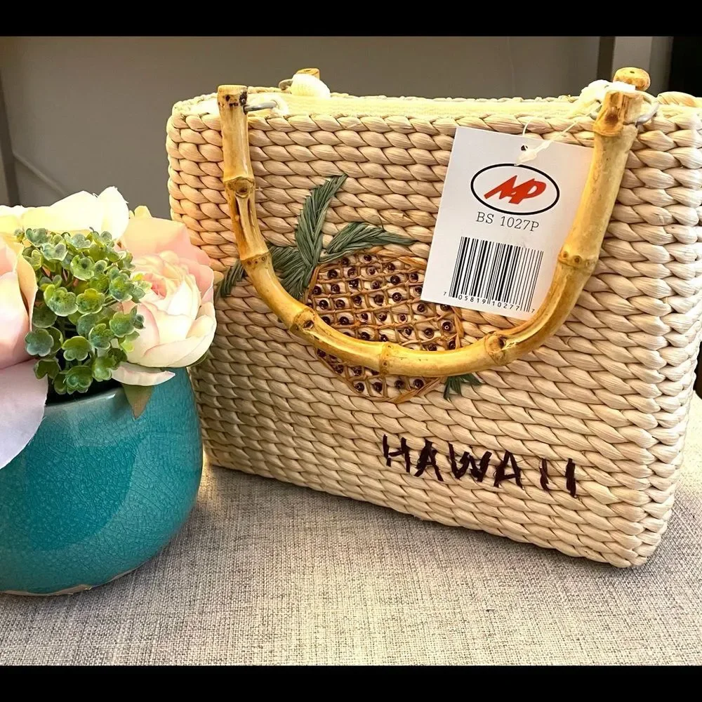 Hawaii straw bag with zipper